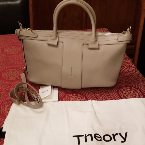 Theory Handbags - 🆕️Theory T Bar leather bag, light grey